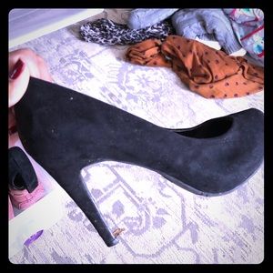 Candies black suede heels
